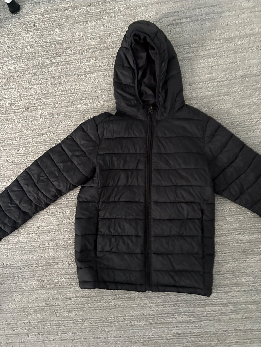Amazon Essentials Kids Black Hooded Quilted Puffer Jacket